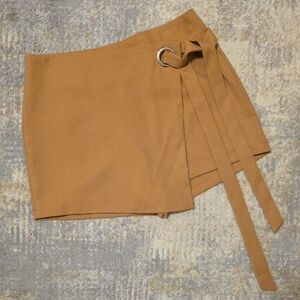 Storee Tan Wrap Side Tie Skort